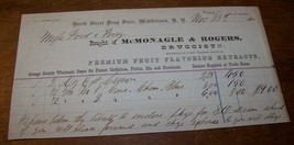 1870 ANTIQUE MIDDLETOWN NY McMONAGLE &amp; ROGERS DRUGGISTS APOTHECARY BILLHEAD - $9.89