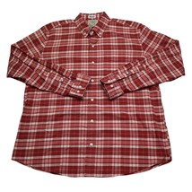 L L Bean Shirt Mens M Red Flannel Plaid Traditional Fit Button Up  - $25.72