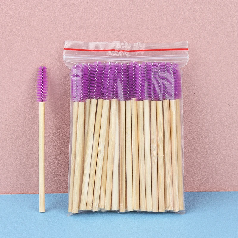 100 Pcs Bamboo Handle Eyelash Brushes Disposable Eyebrow Brush Eye lash Extensio - £37.96 GBP