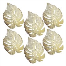 Gold Monstera Leaf Placemats - 18 Inch Non-Slip Vinyl Dining Table Charg... - $26.09