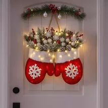 2025 Christmas Glove-Shaped Garland – Creative Wreath for Door &amp; Window ... - $23.99