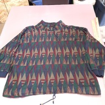 Venezia Sweater Men 2XL Green Geometric 1/4 Zip Pullover Casual Outerwear - $22.99