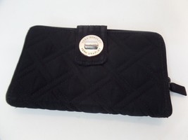 Vera Bradley Black Quilted Silvetone Hardware Organizer Wallet Zipped &amp; Turnlock - £14.46 GBP