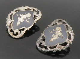 SIAM 925 Sterling Silver - Vintage Enamel Dancer Non Pierce Earrings - EG6951 - £37.06 GBP