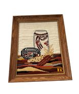 Southwestern Aztec Native American Longstitch Needlepoint of Pottery Pieces Corn - $38.61