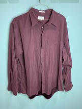 Alfani Mens XXL 2XL Button Up Dress Shirt Long Sleeve Burgundy Poly Nylon - £16.39 GBP