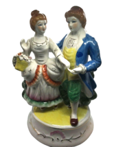 Vintage Figurine Victorian Courting Couple gold Trim Lamp Base Cottagecore - $27.71