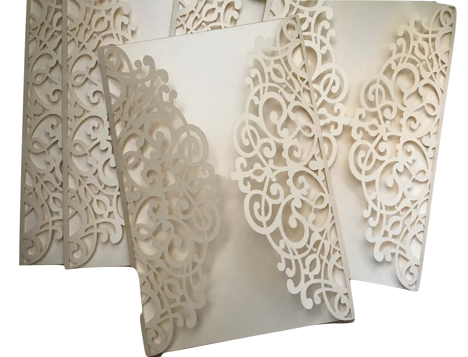 50pcs Pearl Ivory Wedding Invitation,Laser Cut Wedding Cards,Invitation Cards Item image 2