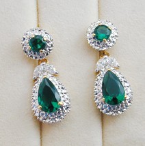 Camrose &amp; Kross JBK Jackie Kennedy Faux Emerald &amp; Diamond Earrings Convertible N - £148.65 GBP