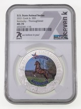 2021 Cook Islands S$5 1 Oz. US Animal Kentucky Graded by NGC as MS70 - £94.23 GBP