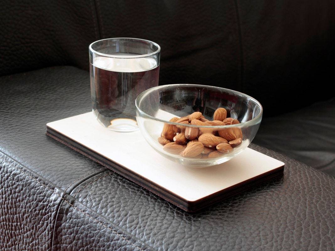 Poplar Laser-Cut Sofa Table, Slim Over-the-Couch Tray, Modern Armrest De... - $17.00