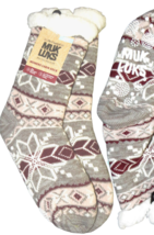 Muk Luks Cabin Socks Slip Resistant Faux Shearling Lining ONE SIZE Slipper Socks - £11.71 GBP