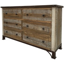61" Brown Solid Wood Six Drawer Double Dresser - €994,11 EUR