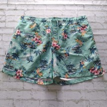 George Mens Swim Trunks XL 40-42 Blue Floral Tropical Hawaiian Drawstring - £12.73 GBP