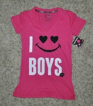 Womens Pajamas Sleep Shirt Joe Boxer Pink I Love Heart Smile Boys Short ... - £7.00 GBP