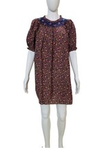 Doen Women&#39;s Smocked Embroidered Floral Printed Odessa Nightgown Mini Dress S - £132.95 GBP