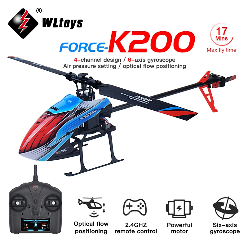 WLtoys XK K200 RC Helicopter 2.4G 6-Aixs Gyroscope 4CH Altitude Hold Optical - £86.19 GBP