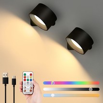 2Pc Led Wall Sconces, 19 Colors Dimmable Wall Mounted Lamp With Rechargeable Bat - £38.36 GBP