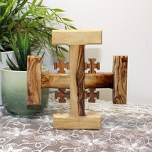 5.5&#39; Wall Olive Wood Jerusalem Cross, Hand Crafted Wooden Cross from hol... - £39.07 GBP