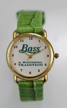 Bass Reloj Mujeres Blanco Inoxidable Oro Agua Resistente Verde Lima Cuero Cuarzo - £11.68 GBP