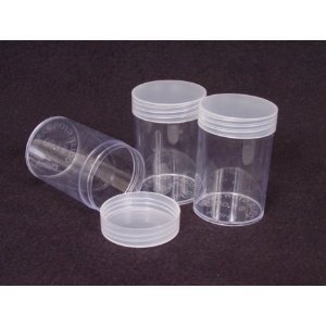 COIN STORAGE TUBES, round clear plastic w/ screw on tops for NICKELS (Quantity o