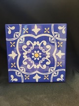 MARTHA STEWART Ceramic Tile Trivet w/Cork Bottom La Dolce Vita Blue White Yellow - £5.91 GBP