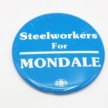 1984 Walter Mondale for President 2 1/4&quot; litho Steelworkers Union Button - $14.84