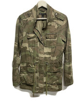 Inc Women&#39;s Camo Army Jacket 100% Cotton Zip Close Drawstring Waist M - $37.59