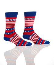 Yo Sox Men's Premium Crew Socks 3 Pairs 4th of July Motifs Blue  Red Cotton 7-12 image 3