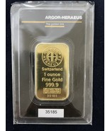 Gold Bar 31.10 Grams Argor Heraeus 1 Ounce Fine Gold 999.9 In Sealed Assay - $3,100.00