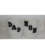 MOM and DAD Milk Glass Coffee Mugs by Termocrisa Loving Poem 1960&#39;s MCM - $18.95