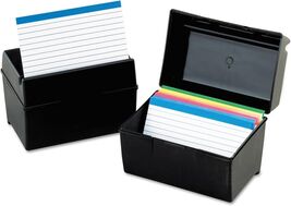Oxford Plastic Index Card Box, 4 x 6 Inches, 400 Card Capacity, Black - $17.82