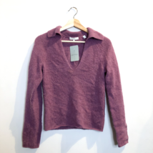 XS - Vince $345 Hollyhock Purple Brushed Alpaca Collared Pullover Sweater 0206SB - £42.95 GBP