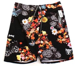 Billabong Black Multi-Color Floral Platinum Quad Stretch Boardshorts Men&#39;s NWT - £62.64 GBP