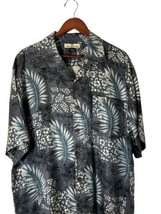 Tommy Bahama Men’s Silk Shirt Size Large Hawaiian Gray Short Sleeve - $29.04