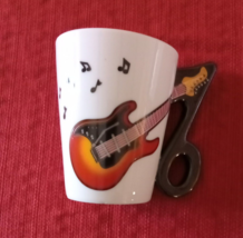 Electric Guitar Handle Ceramic Coffee Tea Mug/Cup w/ Music Notes - £14.17 GBP