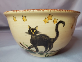 Tabletops Unlimited Wicked Hollow Coupe Bowl 6in Black Cat on Broom Star... - £39.40 GBP