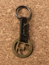 Vintage Keychain MARLBORO BRAND Solid Brass &amp; Leather Key Fob Ring Cigar... - $5.81