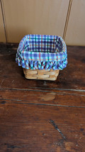 Longaberger 2001 Small 5&quot;x5&quot;x4.5&quot; Square Basket with Checkered Liner EUC - £11.44 GBP