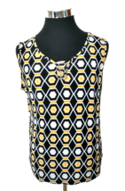 By Design Blouse Women&#39;s Size X-Large Knit Pullover Black Gold Gray Sleeveless - £9.34 GBP