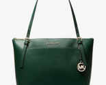 New Michael Kors Voyager Large Leather Top Zip Tote Bag Racing Green / D... - $113.91