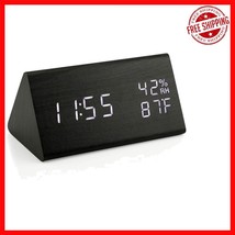 Elegant Black Smart Alarm Clock – Temperature &amp; Humidity Display with US... - $854.77 MXN