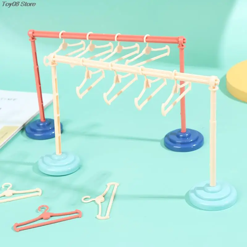 New 1set Cute Mini Plastic Hangers Coat Dress Top Pants Miniature Clothes Stand - £6.97 GBP+