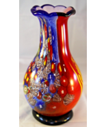 Hand Blown Art Glass Vase Abstract Amoeba Swirl Millefiori Style Rare 10... - $3,321.84 MXN
