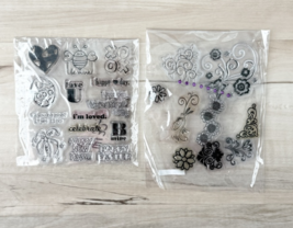 Holiday Stamp Sets, 2, gently used, clear, Valentine & Flourish, paper crafting - $9.85