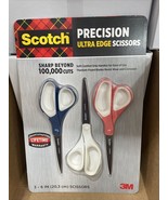 Scotch Scissors 3M 8 inch Precision Ultra Edge Titanium Blades Soft Grip... - £20.89 GBP
