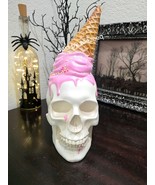 Halloween Summerween Skull Melted Ice Cream Cone Sprinkles Figurine Decor - $60.65 CAD