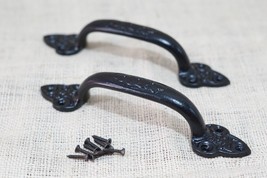2 Large Cast Iron Antique Style Door Handles Gate Pull Shed Drawer Pulls... - £14.38 GBP