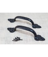 2 Large Cast Iron Antique Style Door Handles Gate Pull Shed Drawer Pulls... - £14.14 GBP