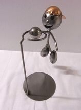 BASKETBALL PLAYER Metal Sculpture Kid Slam Dunk Teen Hoop Ball Copper Ha... - $39.10